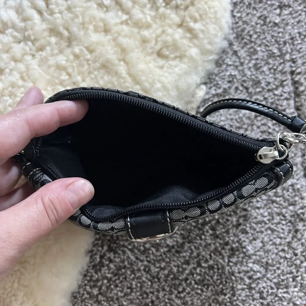 Y2K Coach Soho Mini Signature Wristlet in Black and Gray